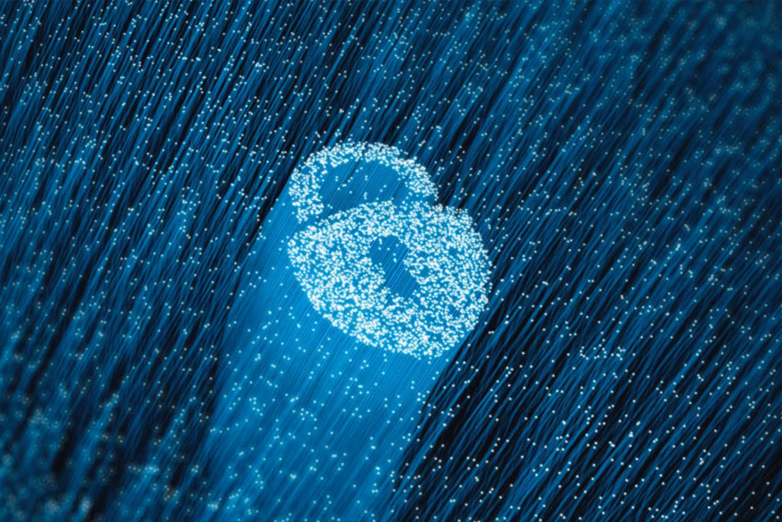 Sicherheitsschloss aus blauen Fasern 