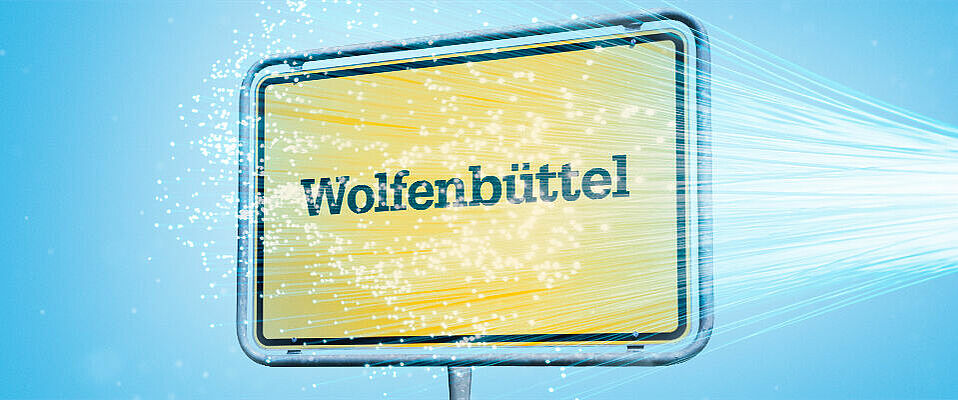 Ortseingangschild mit der Aufschrift Wolfenbüttel