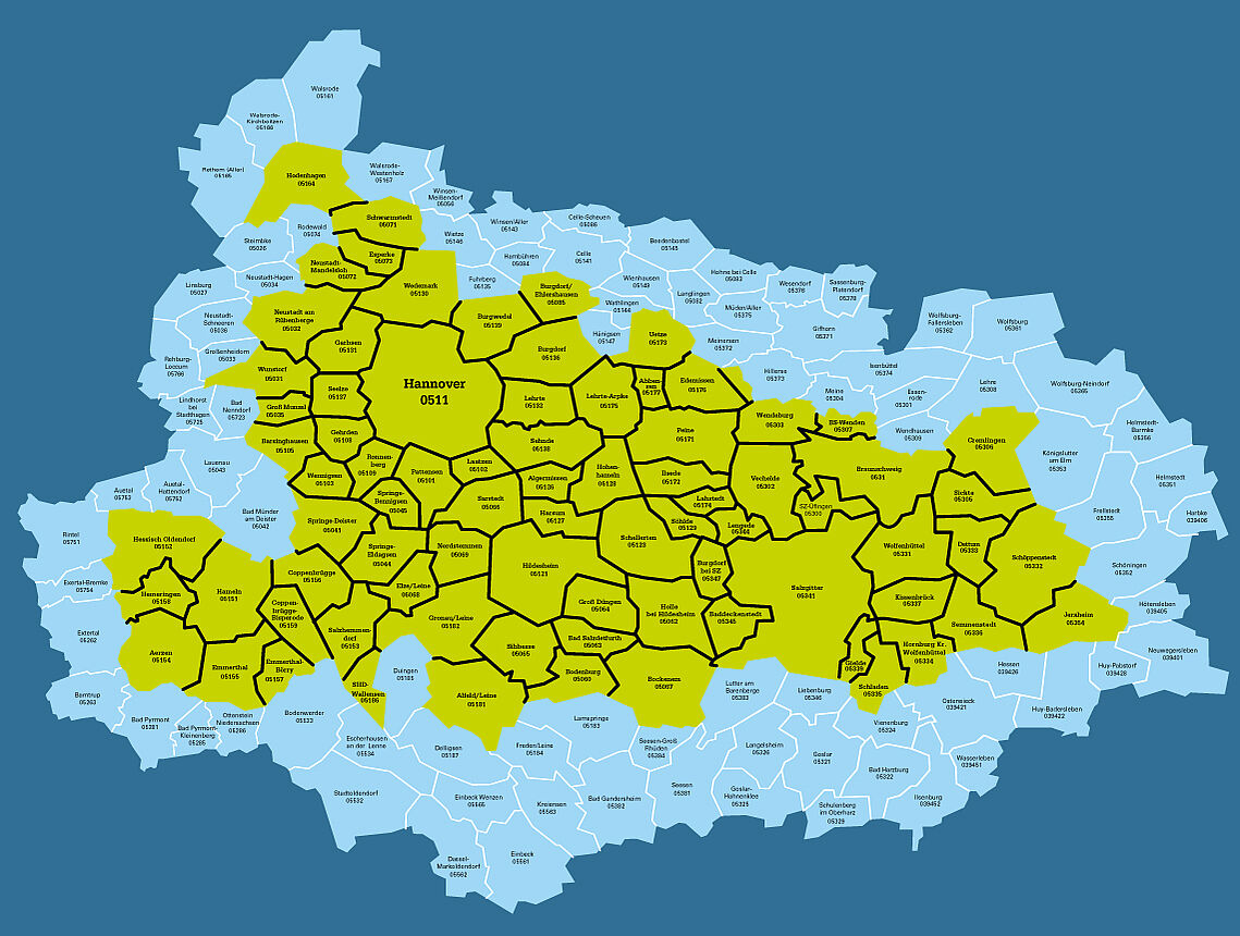 Übersichtskarte von Niedersachsen