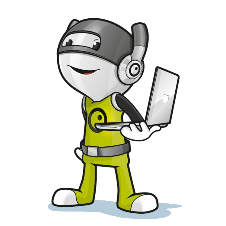 Htpino mit Laptop in der Hand